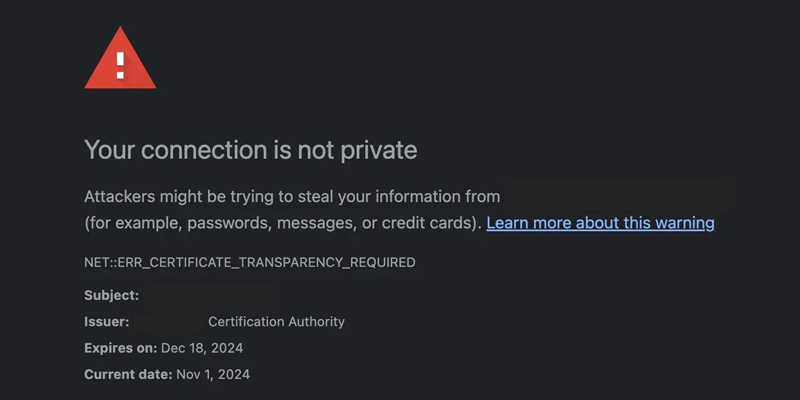 Có nhiều nguyên nhân gây lỗi Your connection is not private