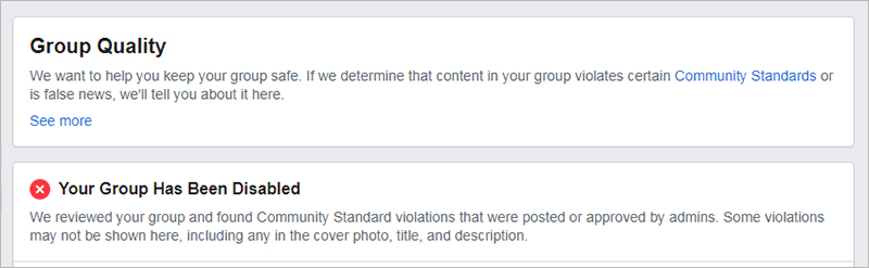 Vì sao group Facebook bị vô hiệu hóa?