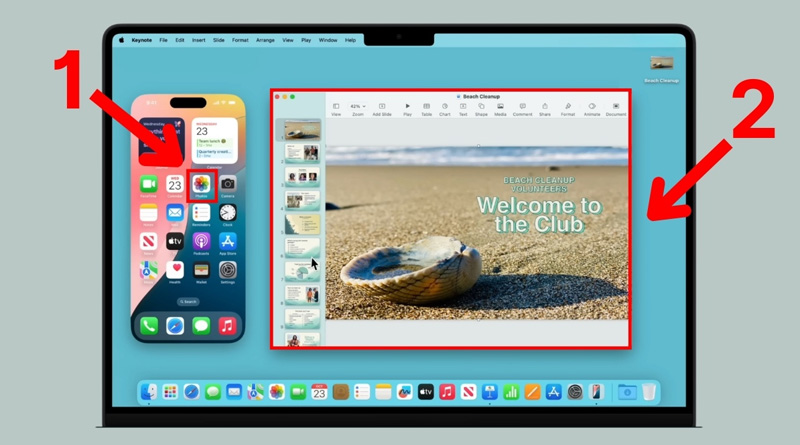 Mở ứng dụng có nội dung cần sao chép từ iPhone Mirroring