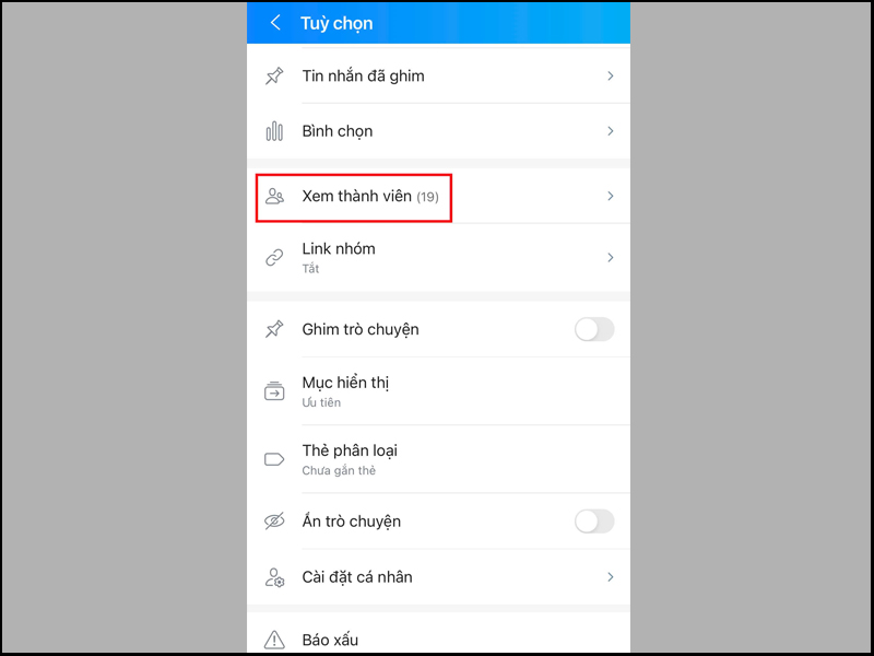 Chọn Xem thành viên