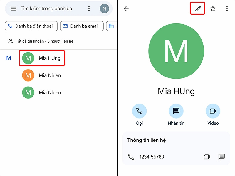 Nhấn vào biểu tượng bút chì