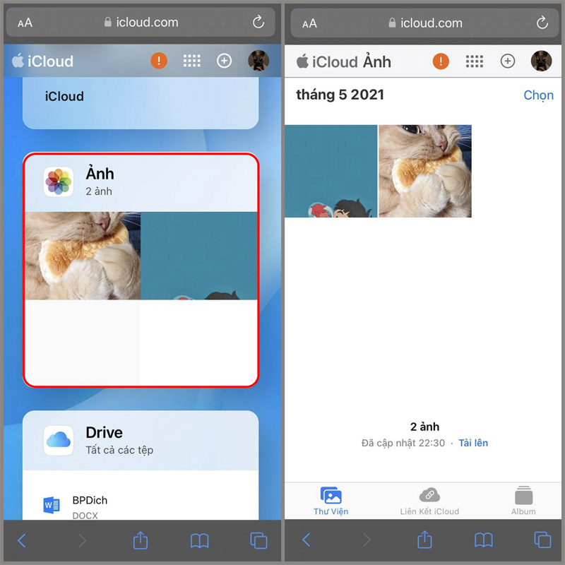 Xem ảnh đã sao lưu trên iCloud bằng điện thoại