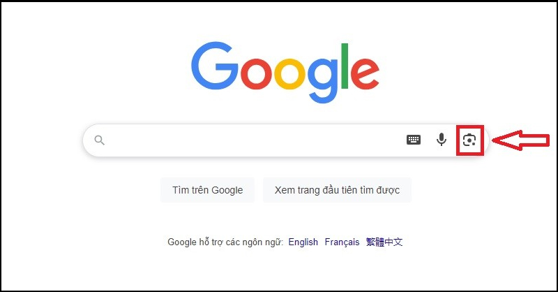 Nhấn vào biểu tượng camera ở thanh tìm kiếm
