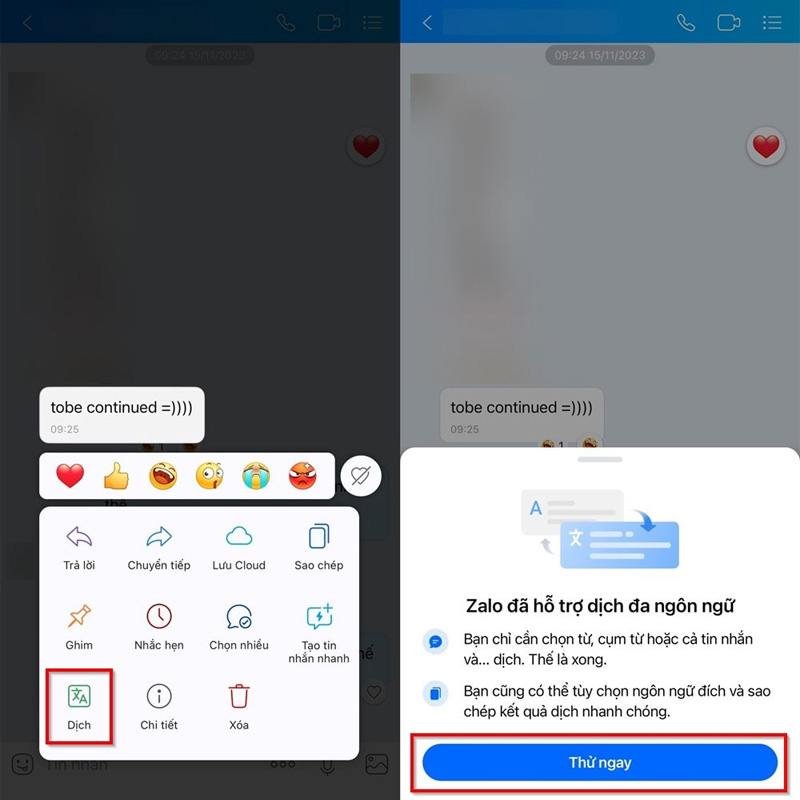 Chọn vào mục Dịch và chọn Thử ngay
