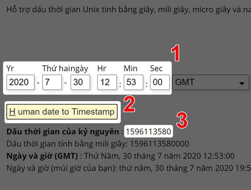 Truy cập trang web epochconverter.com để nhận mã timestamp