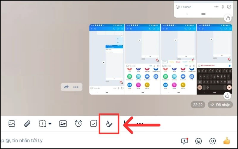 Nhấn vào biểu tượng chữ A tại giao diện cuộc trò chuyện