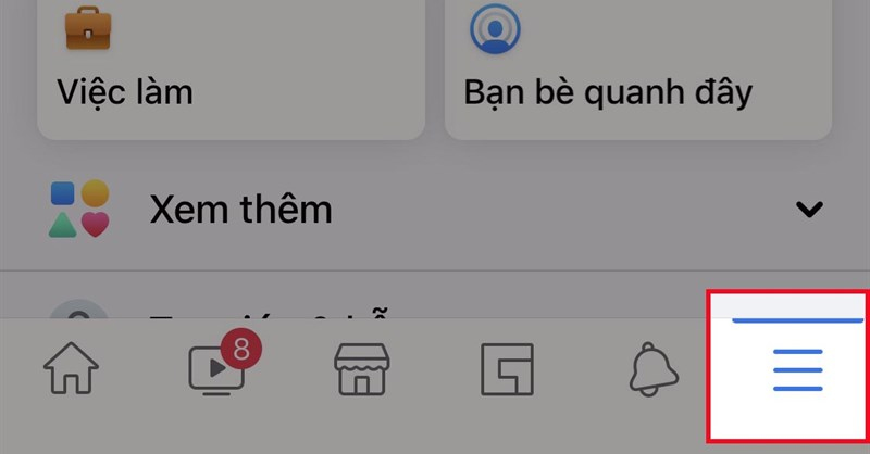 Chọn biểu tượng Menu 3 gạch tại giao diện trang chủ Facebook
