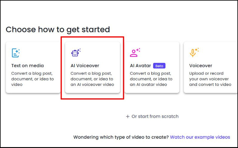 Nhấn vào mục AI Voiceover 