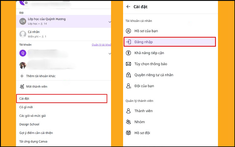 Chọn Đăng nhập