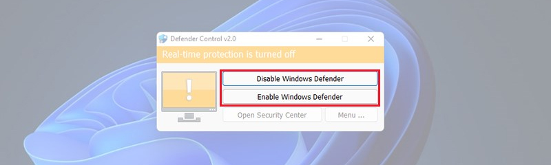 Nhấn vào mục Disable Windows Defender 