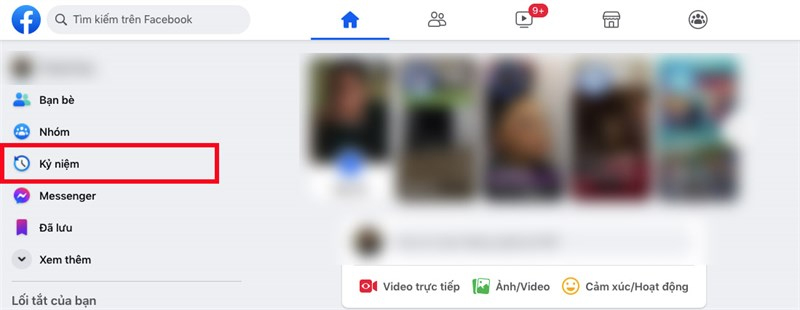 Truy cập vào trang cá nhân Facebook và nhấn vào mục Kỷ niệm 