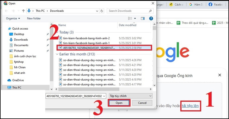 Lựa chọn hình ảnh muốn tìm kiếm Facebook