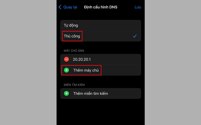 Chọn Thêm máy chủ, sau đó nhập DNS