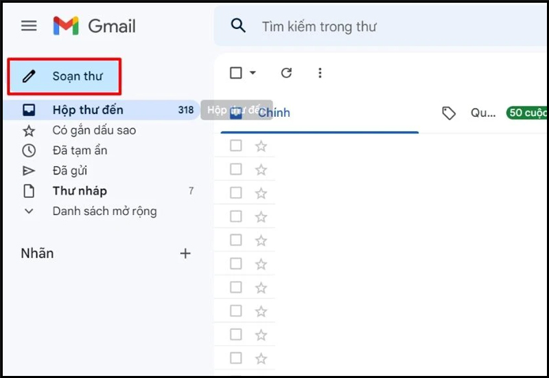 Mở Gmail trên máy tính và nhấn vào nút Soạn thư