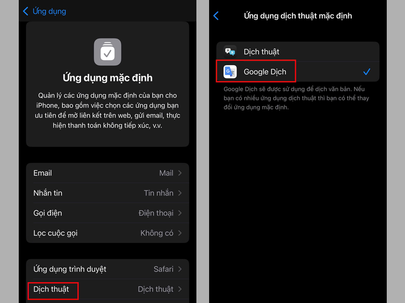 Đặt Google Dịch làm ứng dụng dịch mặc định trên iPhone 