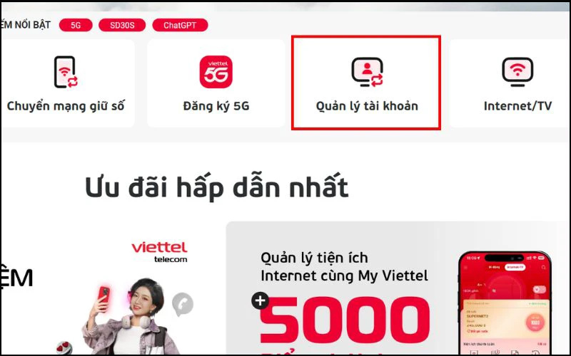 Chọn Quản lý tài khoản 