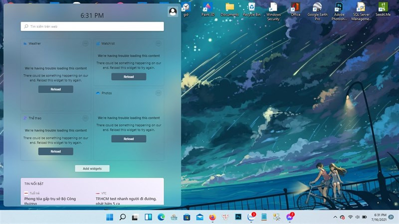 Mở giao diện Widgets trên Windows 11