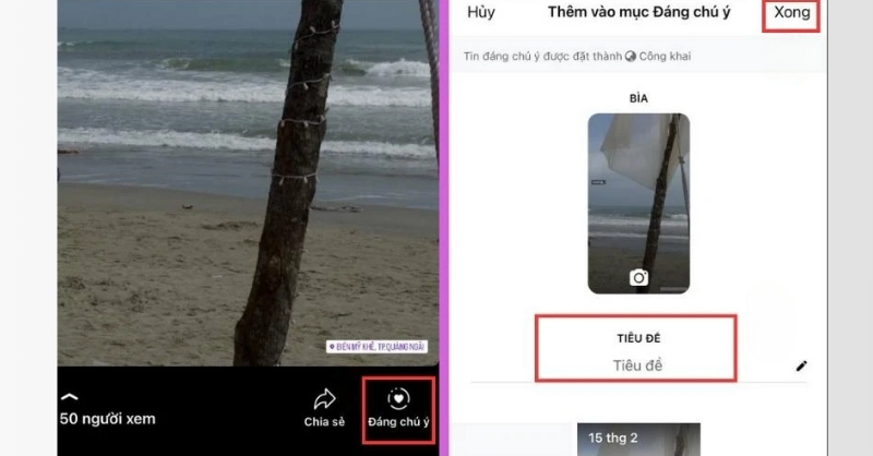 Nhấn "Xong" để hoàn tất việc tạo tin nổi bật từ kho lưu trữ