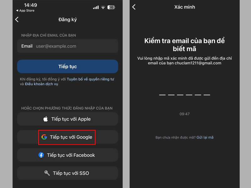 Nhập email hoặc đăng nhập bằng Google, Facebook, Apple ID
