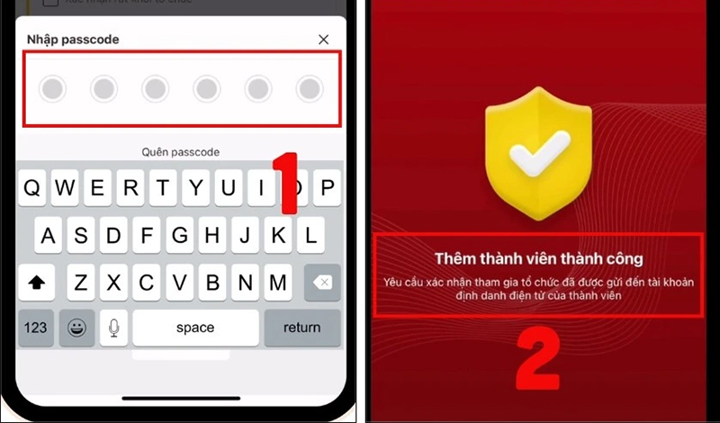 Nhập passcode để xác thực