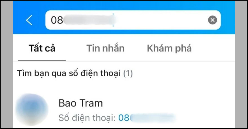 Nhập số điện thoại vào thanh tìm kiếm