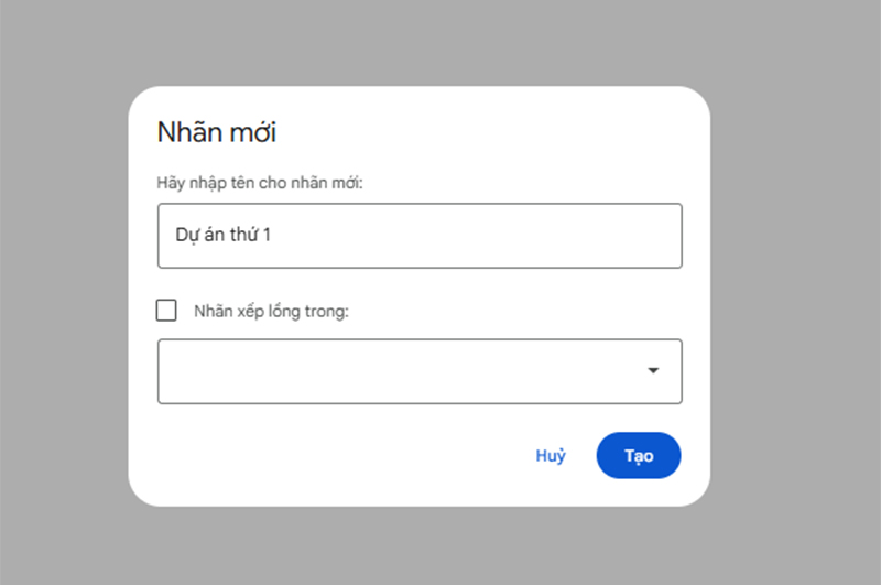 Nhập tên nhãn muốn tạo