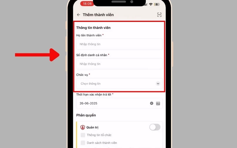 Nhập thông tin của kế toán viên