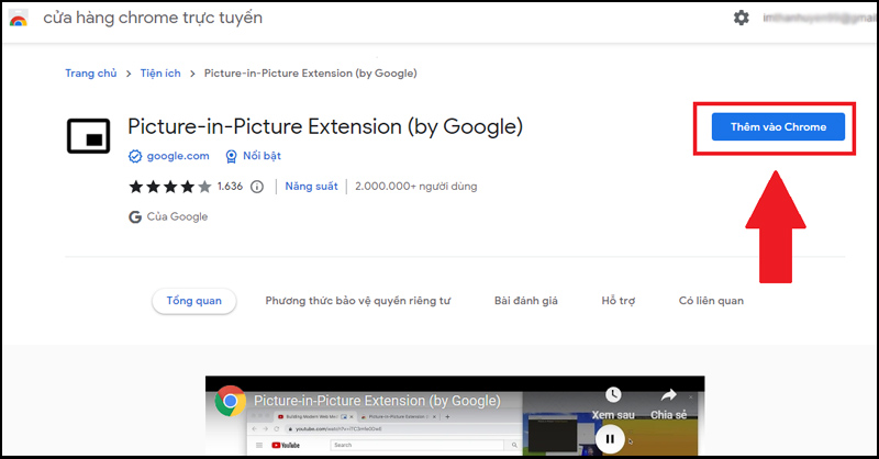 Nhập từ khóa Picture-in-Picture Extension (by Google) rồi nhấn Enter