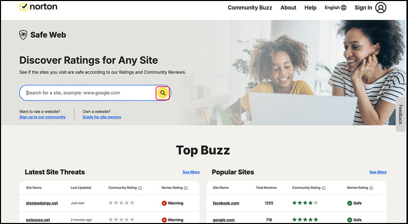 Norton Safe Web giúp xác định độ an toàn của trang web 