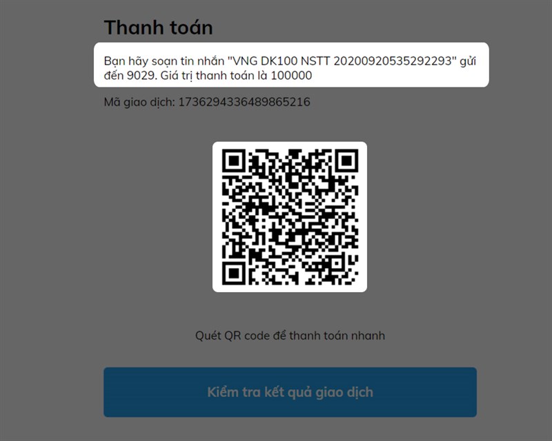 Soạn tin nhắn hoặc quét mã QR để nạp Ngôi sao thời trang