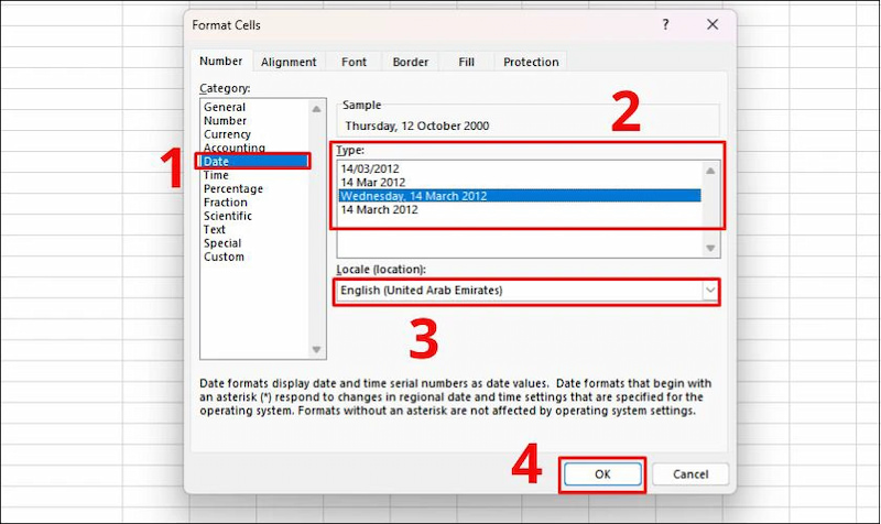 Sử dụng Format Cells định dạng ngày tháng năm trong Excel 
