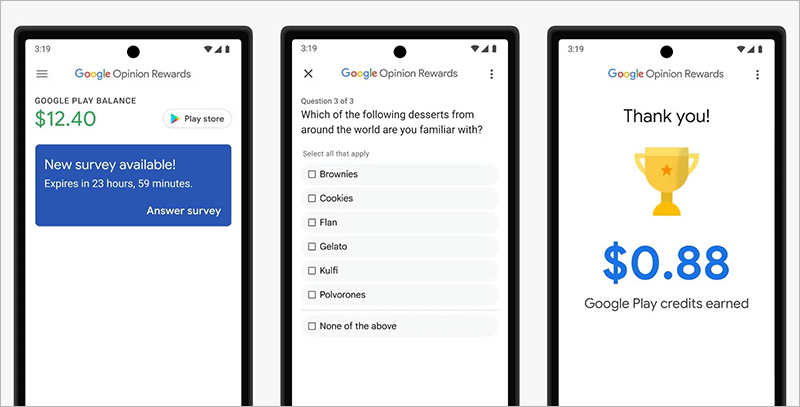 Sử dụng Google Opinion Rewards