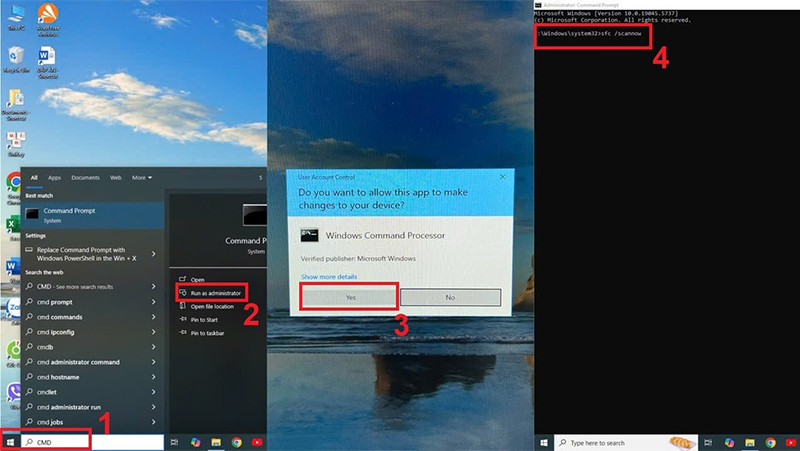 Sử dụng lệnh SFC (System File Checker) để sửa lỗi