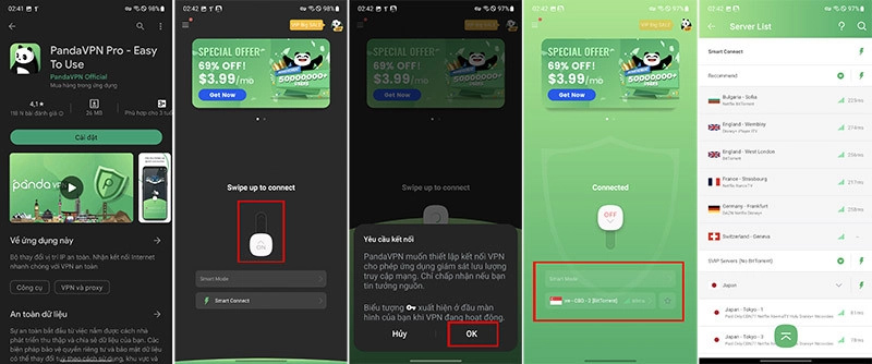 Vào web bị chặn trên điện thoại bằng Panda VPN Pro