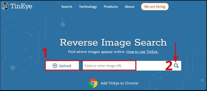 Tải lên hình ảnh tại Upload hoặc dán địa chỉ vào ô Image URL