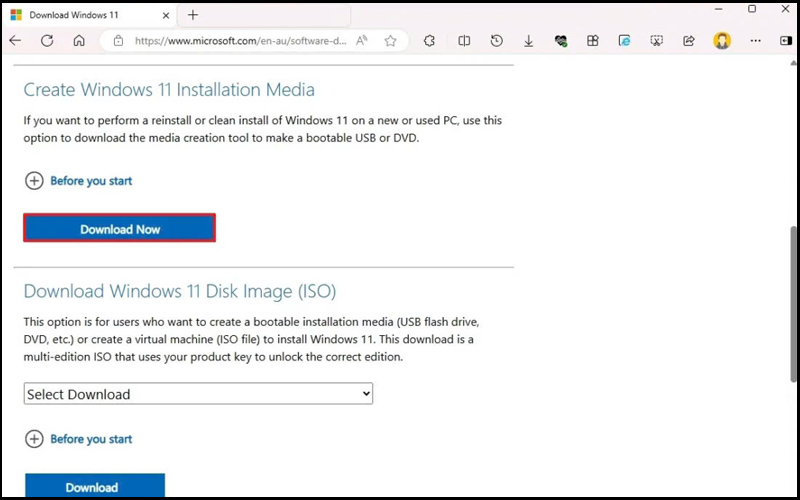 Mở Microsoft và tải Media Creation Tool về máy tính