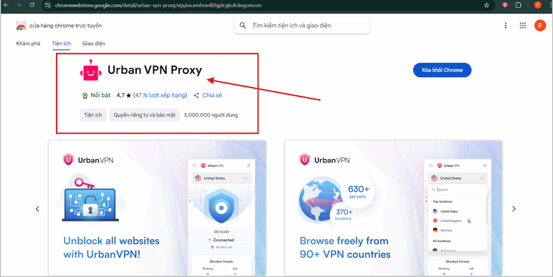 Tải Extension Urban VPN Proxy