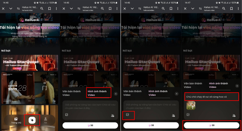 Các bước tạo video AI từ ảnh với Hailuo AI bằng điện thoại