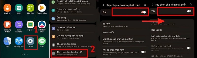 Tắt chế độ Tùy chọn nhà phát triển