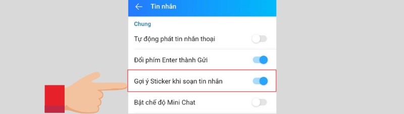 Tắt gợi ý Sticker khi soạn tin nhắn trên Zalo điện thoại