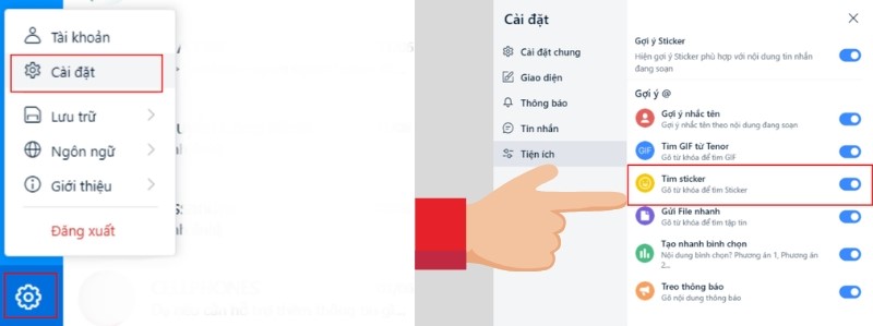 Tắt gợi ý Sticker khi soạn tin nhắn trên Zalo máy tính