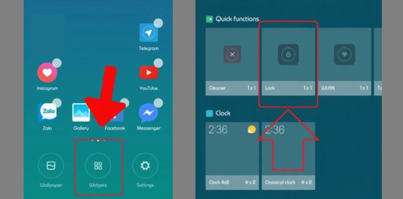 Thiết lập Widgets để tắt nguồn điện thoại Realme 