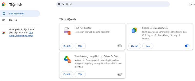 Tắt tiện ích mở rộng không cần thiết