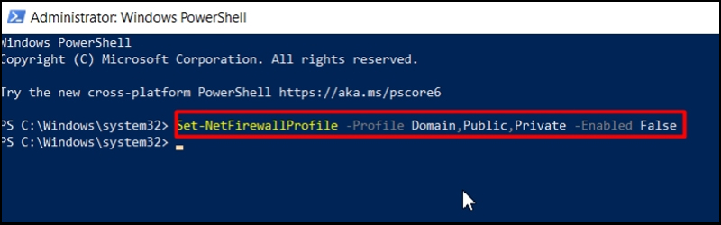 Dùng Powershell để tắt tường lửa Win 11