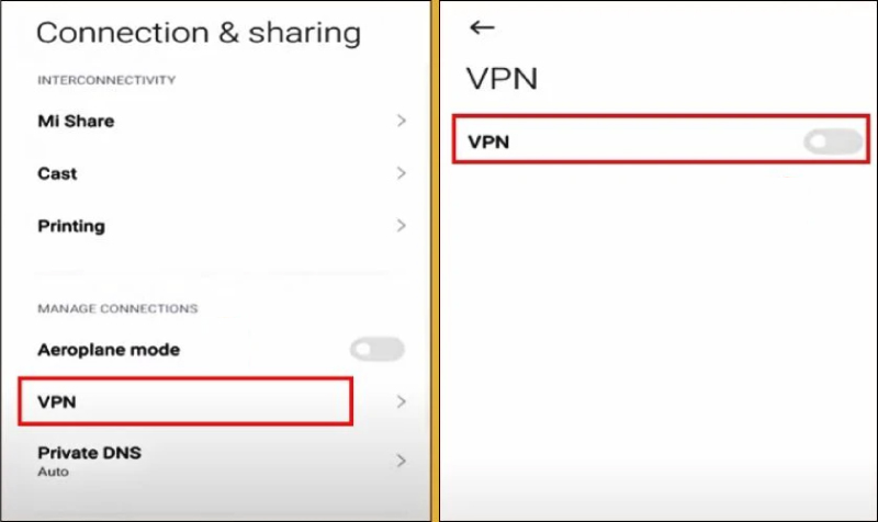 Cách tắt VPN trên điện thoại Xiaomi