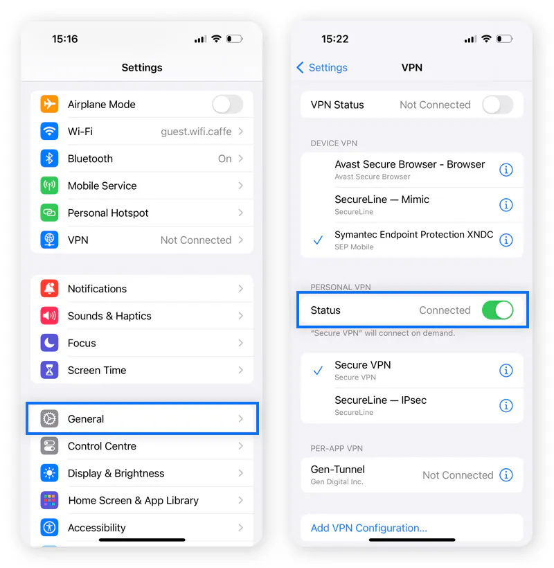 Cách tắt VPN trên iPhone