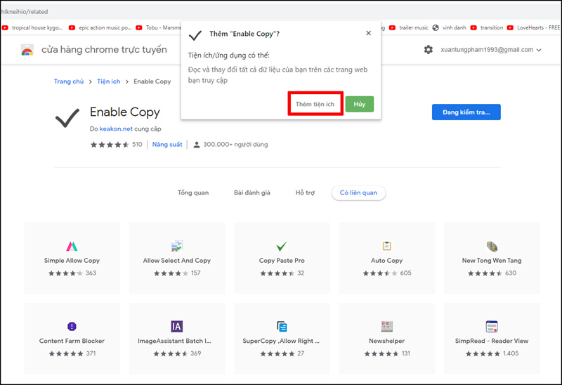 Truy cập Chrome Web Store và tải tiện ích Enable Copy