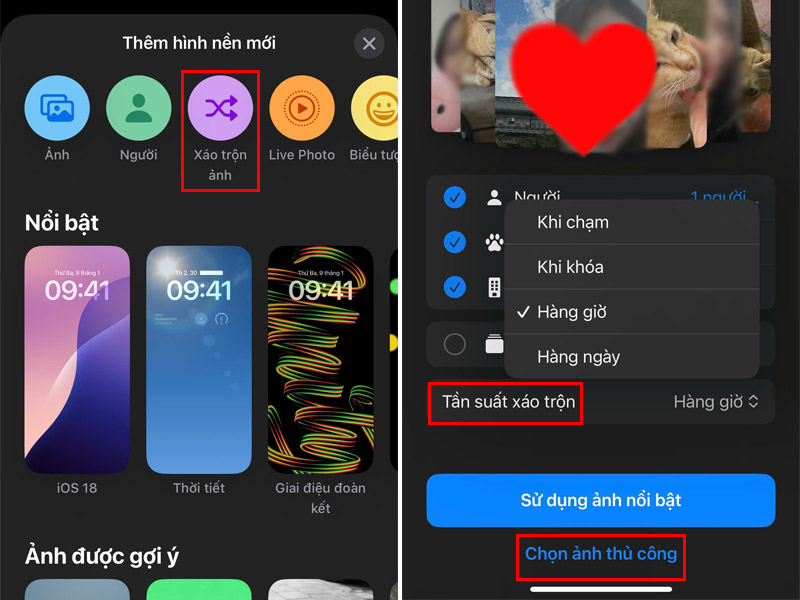Chọn ảnh thủ công hình nền muốn thêm