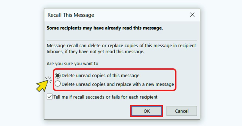 Chọn Delete unread copies of this message