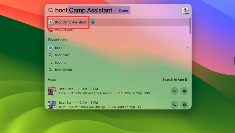 Mở Boot Camp Assistant